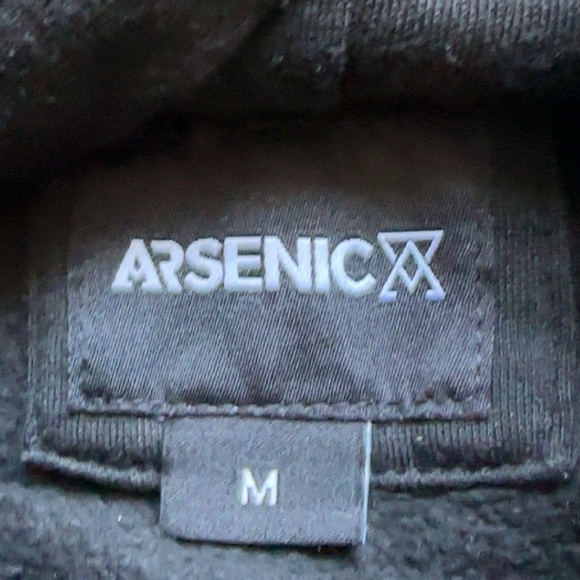 Arsenic hooded sweater black size medium Halloween coffin logo pouch drawstring - Picture 5 of 8